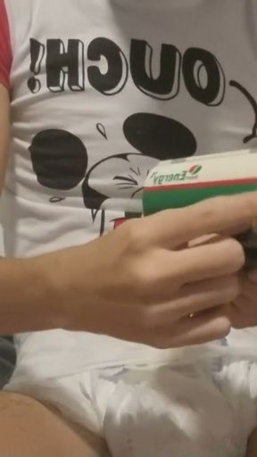 ABDL Diaper Boy Playing And Jerking Off with his Toys   Clip 1
