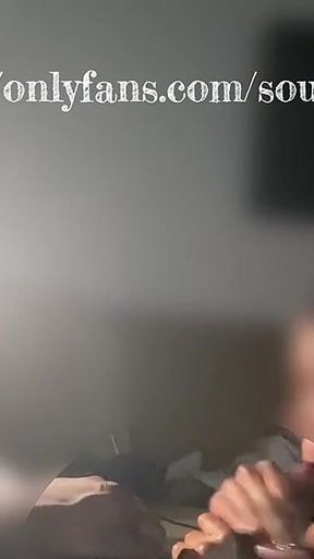 Sucking His Dick While He Watch the Movie I Put on. I Got a Little Extra Bored and Felt Like Making a Dick Cum