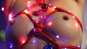 A naked Sofi dancing and decorated like a Christmas tree_Bondage and Gagging_ Part 1