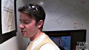 Fooled gloryhole guest gets gay BJ