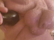 Stretching my cunt with my inflatable plug in the shower.