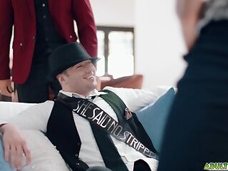 Straight groom-to-be fucked by male stripper during bachelor party!