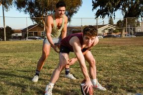 Hot lovers finish their outdoor training with a big fuck