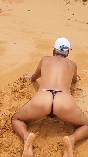 Ladysilva Crossdresser on the Beach in Panties What a Hot Ass