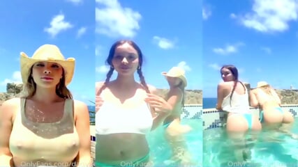 Daisy Keech No Bra See Through In The Pool