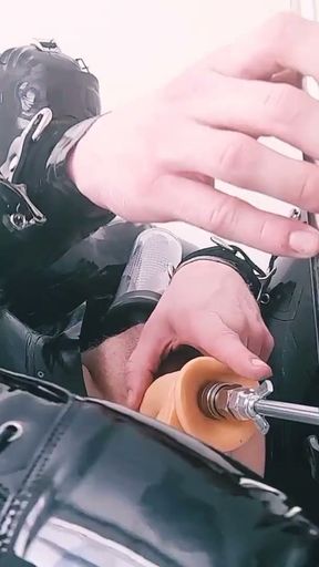 Latex Bodysuit, Anal Fucking machine, Anal spread, Ping Pong, Penis Pump   Clip 1