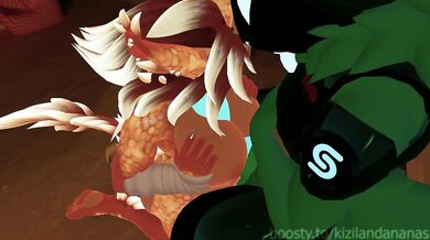 Protogen worships the dragoness’s dripping heat