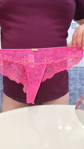 Wife lingerie cumming after work