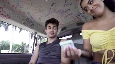 Jason Wolf & Mia Martinez enjoy in action inside the van