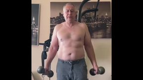Fit Old Man Masturbating After Workout