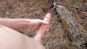 Twink with huge dick emptying massive load outdoors