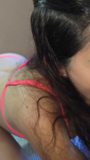 My stepsister jerks me off with her beautiful feet, and then I give her delicious anal sex until I cum in her ass   Clip 1