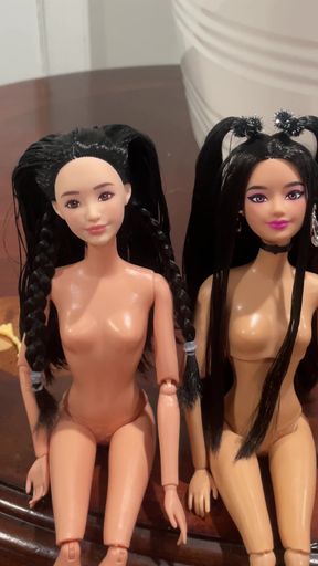 Asian barbie dolls cummed on