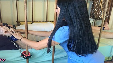 Nurse diaper change temperature check and ruined orgasm