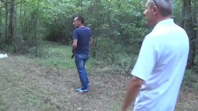 Hot Italian mature on a threesome on the grass