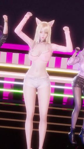 MMD  BABYMONSTER - FOREVER - Ahri, Akali, Evelynn Sexy Kpop Dance League of Legends Hentai Uncensored 4K 60FPS   Clip 2