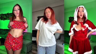 Red Head Russian TikToker Bare Nude Xmas Party Tease