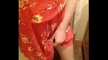 SissyToes in &quot_his&quot_ girly dress showing off &quot_his&quot_ tiny, clitty cock!!!!