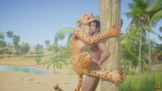 Leopard Furry Girl Fucks skinny Guy