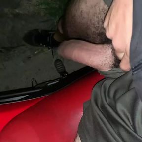 Huge biker dick on the street at night