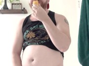 Chubby Nathan Jerks Off While He Stuffs Himself with a Twinkie