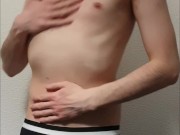 Petting my belly and playing with my nipples~ (request)