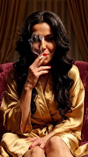 Smoking in robe