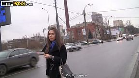 Nice girlie wanders along the street and hopes to find a stud for a fuck