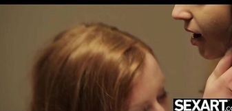 Blonde bombshell indulges in twisted threeway fantasies