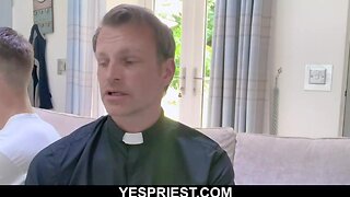 Hung Daddy Priest: Church Couch Throbbing with Hardcore Cumshot