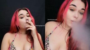 Smoking in a bikini top, Dangling, blowing smoke to the camera & big clouds - Smokingrapunzel - Smoking fetish