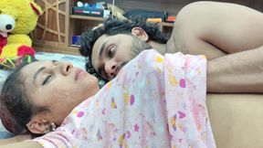 Hot couple lip lock with navel lick and boobs press