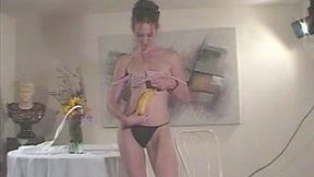 Hussy maid Victoria playing banana