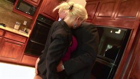 Teen blonde sucks and rides boss's big cock