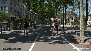 Spanish babe bound and public pounded