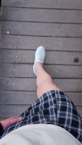 Shemale Ting Xuan's Outdoor Outfit Features White Lace Panties, Giving Her a Pure and Innocent Look.