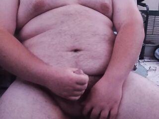 Obese dude masturbating