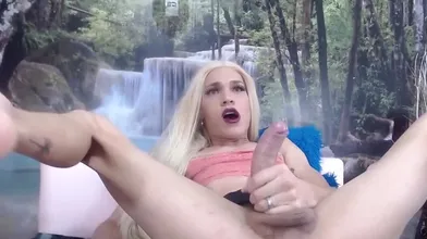 Masturbating Blonde Shemale