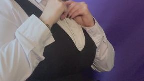 Naughty Secretary Squirts on Glass Wand While You Watch