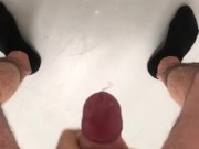 horny student jerking off in public basement