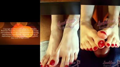 Using my red toes to crush his Ballbusting BBC