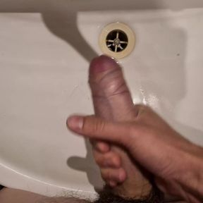 Quick morning masturbation before going to work with cum to the sink close up 4K