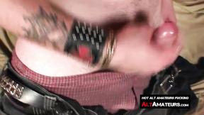 ”Lusty redhead homosexual punk plays with his bushy meat”