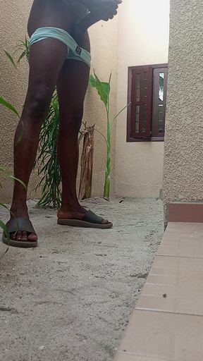 Wanking Myself up in the Back Yard