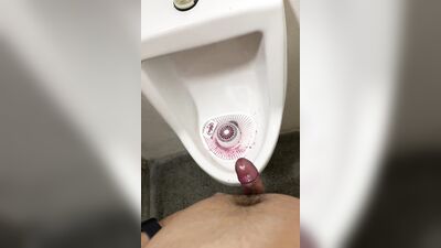 Masturbating with piss and cumshot in urinal