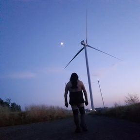 Strolling and caressing on the country road