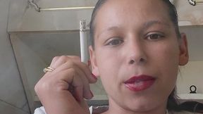 Glossy Red Lips, Lipstick Mark & Slow Smoking