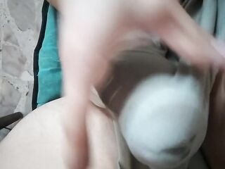 Pov! Teen moaning and playing with my toy and big cum inside my underclothing