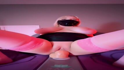 Busty Blonde Ride Fat Dildo