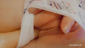 Petite Girl's Pussy Flowing on a Dick. Wet Pussy Gently Fuck Under Panties